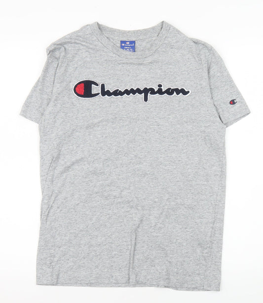 Champion Men's Grey Short Sleeve Crew Neck Logo T-Shirt Size S
