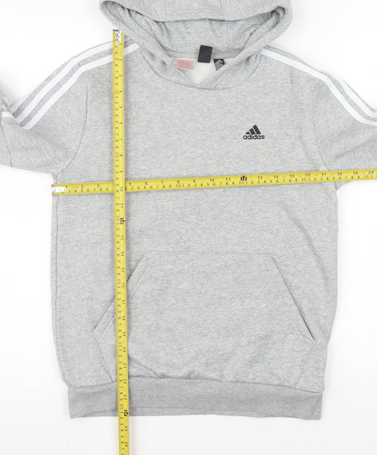 Adidas Girls Grey 13-14 Years Pullover Hoodie Fleece Sweatshirt