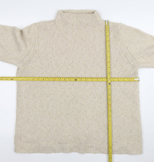 Fransa Womens Beige Roll Neck Knit Jumper Size L