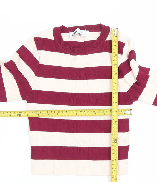 Zara Women Multicoloured Striped Crew Neck Pullover Jumper Size S