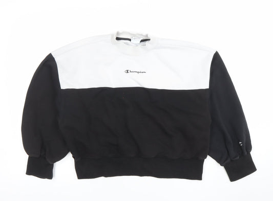 Champion Women's Black and White Crew Neck Pullover Sweatshirt Small