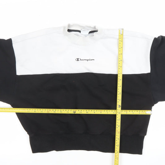 Champion Women's Black and White Crew Neck Pullover Sweatshirt Small