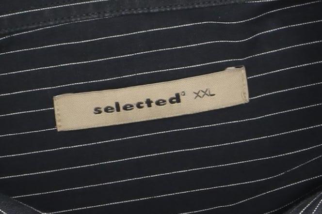 Selected Men's Black Striped Long Sleeve Button-Up Shirt 2XL