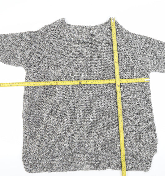 Oui Women’s Grey Chunky Knit Cotton Blend Jumper Size 14