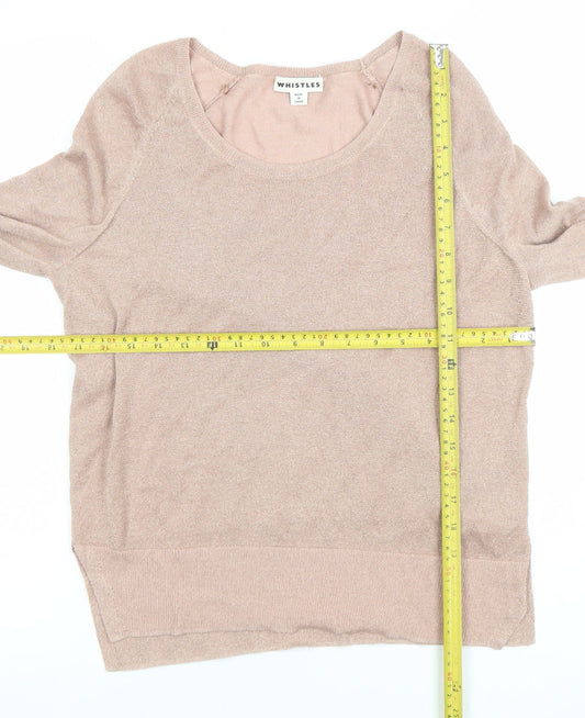 Whistles Womens Beige Scoop Neck Knit Jumper Size S