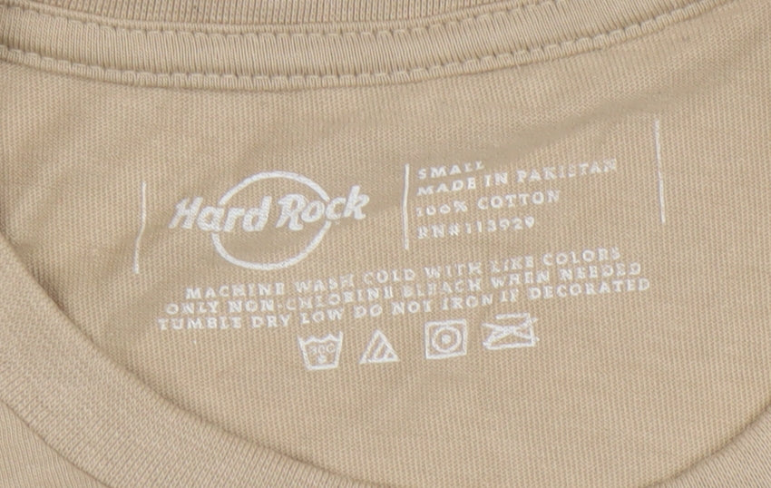 Hard Rock Men's Beige Long Sleeve Graphic T-Shirt Size S