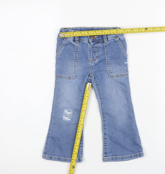OshKosh B'gosh Girls Blue Flared Denim Jeans 2 Years with Pockets