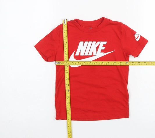 Nike Boys Red Graphic Logo T-Shirt 3-4 Years Short Sleeve Cotton Blend