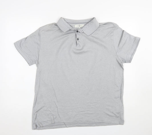 Jasper Conran Mens Grey Cotton Polo Shirt Size L Regular Fit