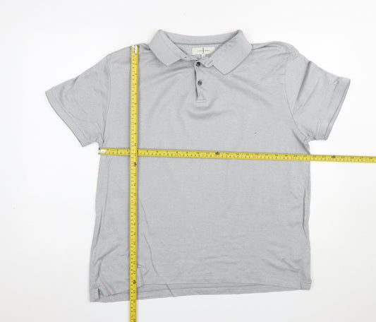 Jasper Conran Mens Grey Cotton Polo Shirt Size L Regular Fit