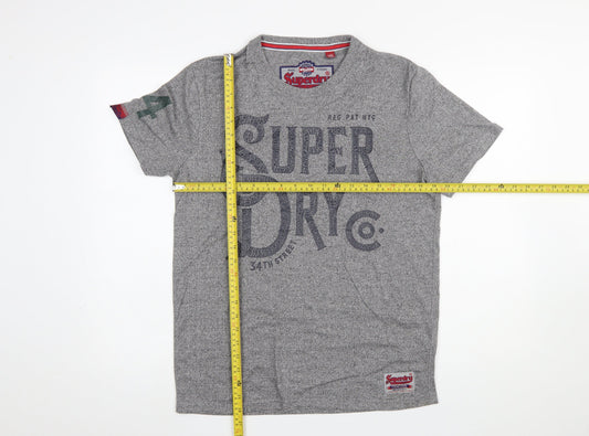 Superdry Mens Grey Logo Graphic Crew Neck T-Shirt Size L