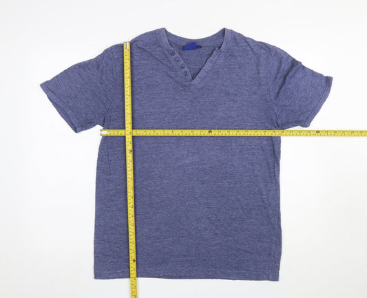 Lee Cooper Men's Blue Henley Short Sleeve T-Shirt M Regular Fit