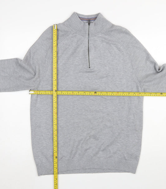 Ted Baker Men’s Grey High Neck 1/2 Zip Jumper Size L