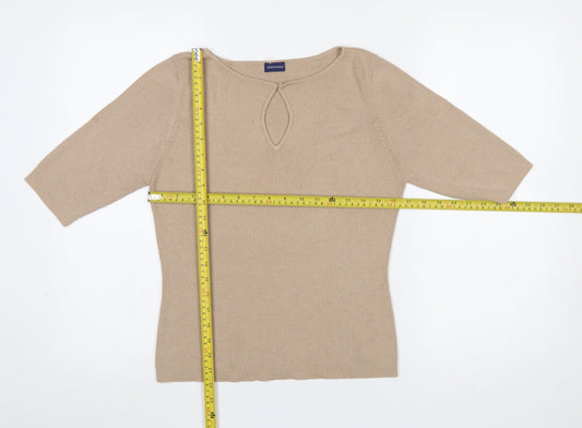 Debenhams Women Beige 3/4 Sleeve Knit Jumper Size 14