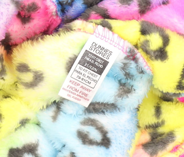 Brand and care label for Dunnes boys’ multicoloured fleece hooded one piece pyjamas, size 10, years