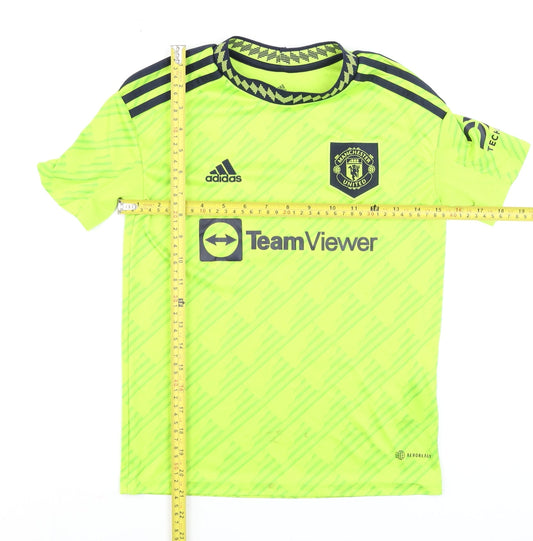 adidas Boys Yellow 9-10 Years Manchester United Jersey Football T-Shirt