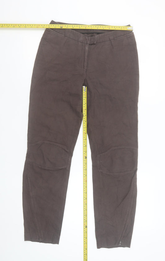 Costume National Women’s Brown Cotton Stretch Zip Trousers Size 14