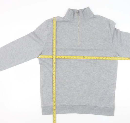 ASOS Men's Grey 1/4 Zip Sweatshirt Medium Regular Fit