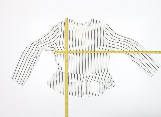 Miss Selfridge Women’s White Striped Long Sleeve Tunic Blouse Size 8