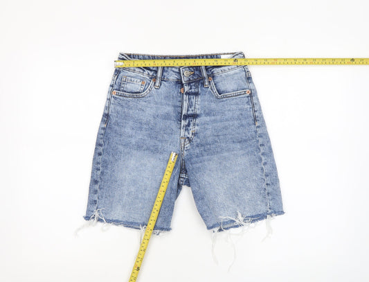 &Denim Womens Blue Size 8 High Waist Bermuda Denim Shorts