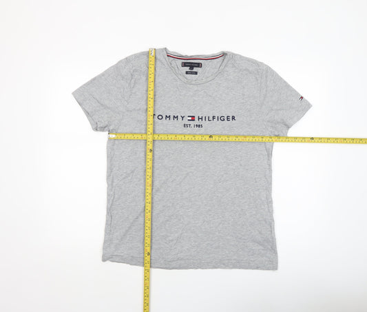 Tommy Hilfiger Men's Grey Crew Neck Logo T-Shirt Size L