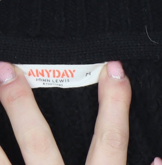 John Lewis ANYDAY Women's Black Colour Block Chunky Knit Cardigan M