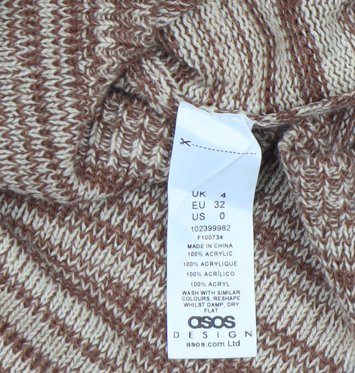 Brand and care label for ASOS DESIGN Women’s Brown Midi Bodycon Knit Sleeveless Dress, size UK 4