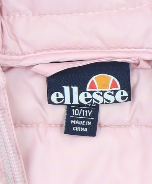 Ellesse Girls Pink Hooded Puffer Jacket 10-11 Years Quilt Logo Coat