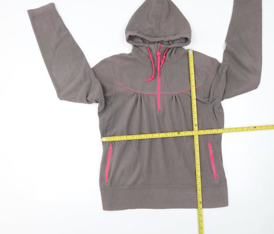Requisite Women's Brown Fleece Hoodie XL 1/4 Zip Equestrian Pullover