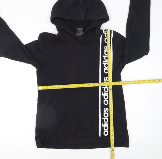 Adidas Women’s Black Pullover Hoodie Small Logo Tape Cotton Blend