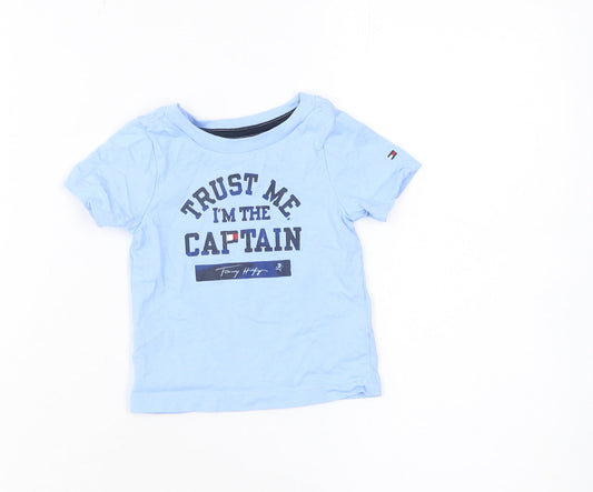 Tommy Hilfiger Blue Nautical Graphic Baby T-Shirt 3-6M Cotton Crew Neck