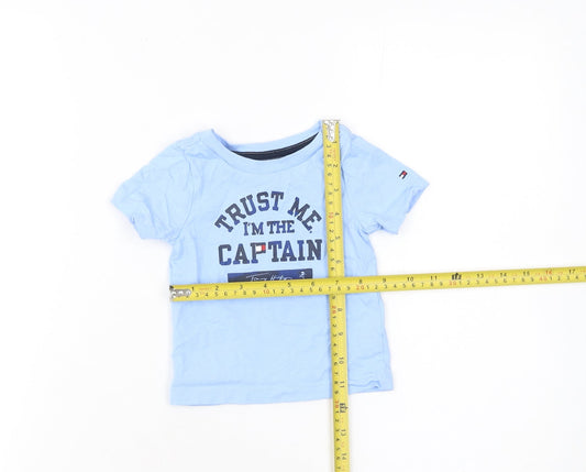 Tommy Hilfiger Blue Nautical Graphic Baby T-Shirt 3-6M Cotton Crew Neck