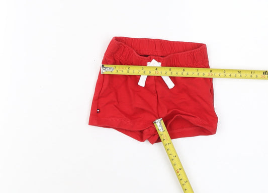 Tommy Hilfiger Red Cotton Baby Shorts 3-6 Months Unisex Drawstring Waist