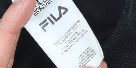 FILA Men’s Black Crew Neck Pullover Sweatshirt 2XL Sports Graphic