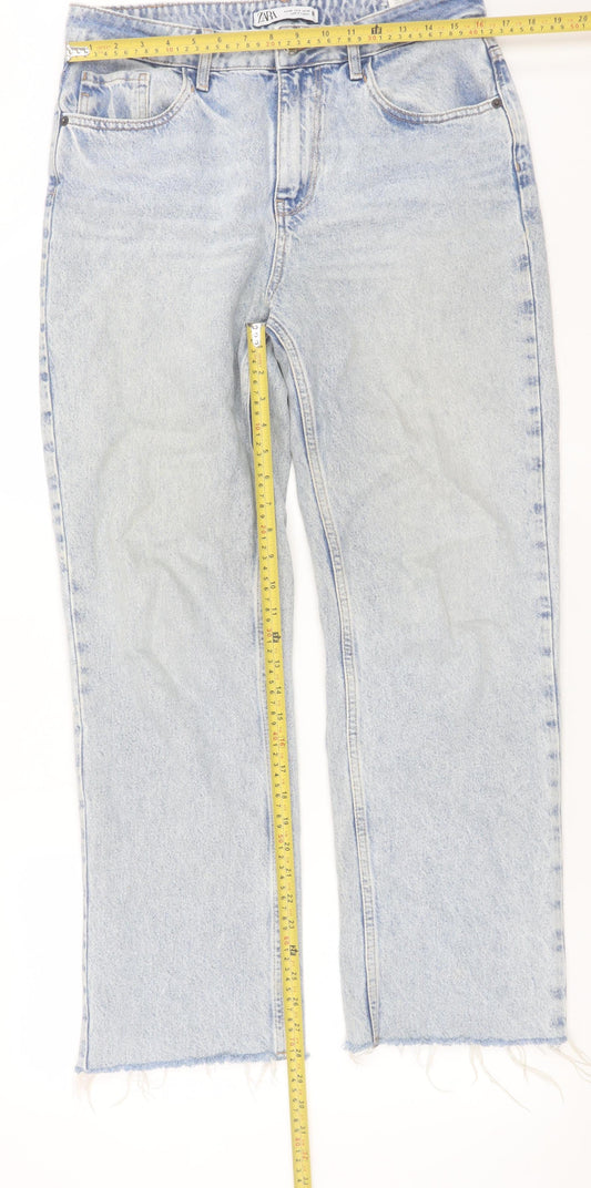 Zara Women Blue High Rise Straight Leg Jeans Size 12