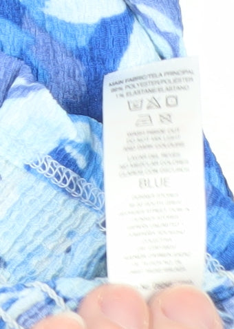 Additional view of Gallery Women’s Blue Floral Wrap Blouse, size UK 14, Long Sleeve