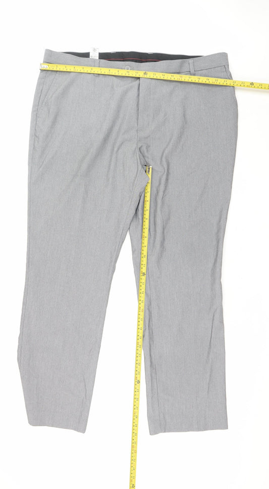 Next Men’s Grey 42R Regular Fit Dress Pants Trousers