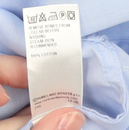 Marks and Spencer Collezione Blue 15in Regular Fit Italian Fabric Men's Formal Shirt