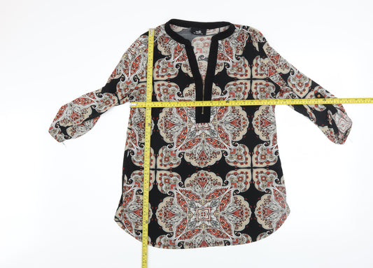 Wallis Women's Multicoloured Paisley Tunic Blouse UK M 3/4 Sleeve