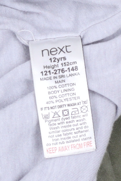 Additional view of Next girls’ green cotton hooded parka coat 12 years lined casual jacket