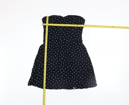 Superdry Womens Black Polka Dot Strapless Skater Dress Size M
