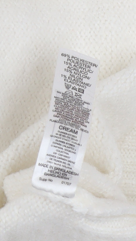 Additional view of Dunnes Women Cream Open Cardigan Small Polyester Blend Longline