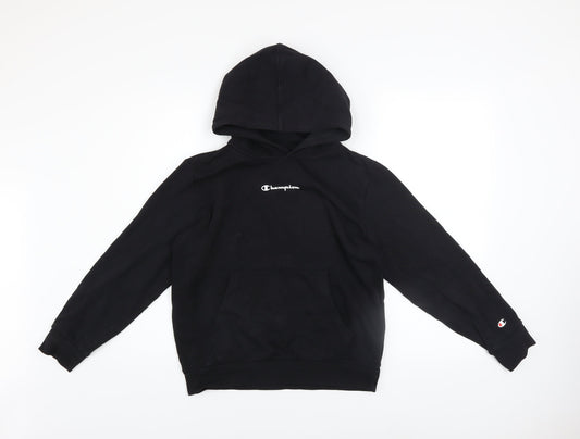 Champion Boys Black Pullover Hoodie 11-12 Years Regular Fit Fleece Sweatshirt