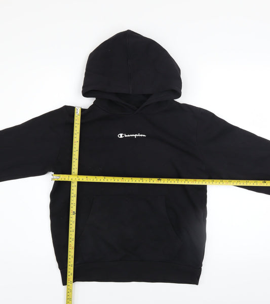 Champion Boys Black Pullover Hoodie 11-12 Years Regular Fit Fleece Sweatshirt