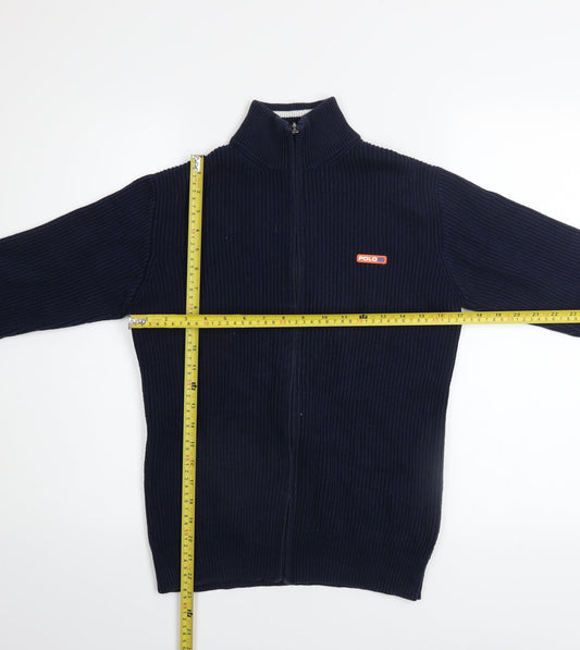 Polo Ralph Lauren Mens Blue Cotton Full Zip Knit Jacket L