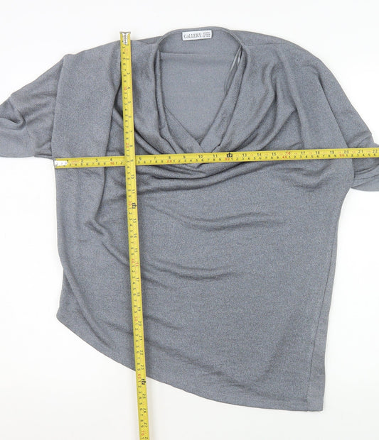 Gallery Womens Grey Cowl Neck Long Sleeve Knit Blouse Size 14