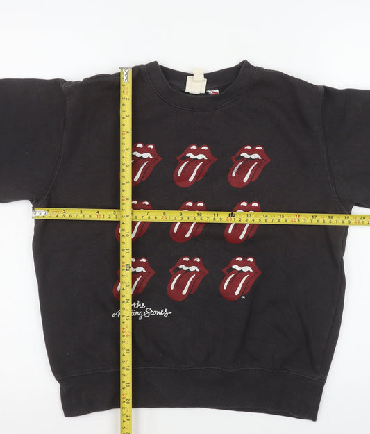 H&M L.O.G.G. Women's Black Rolling Stones Graphic Pullover Sweatshirt XS