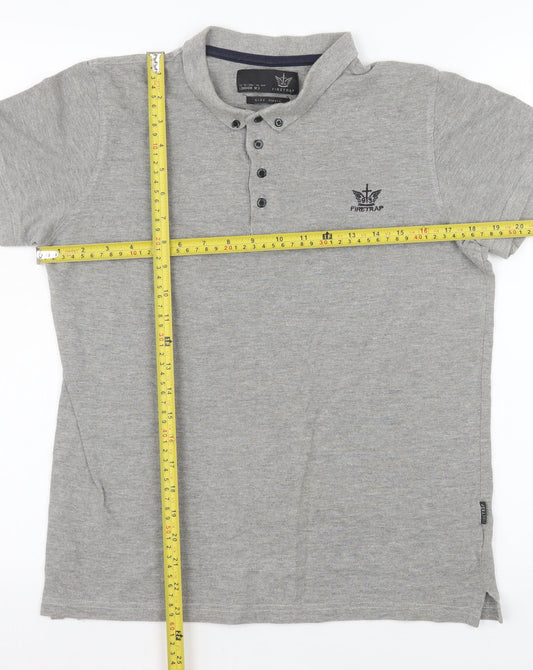 Firetrap Men's Grey Cotton Short Sleeve Polo Shirt Size S