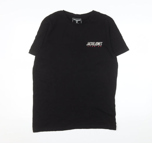 Jack & Jones Men's Black Cotton Crew Neck Regular Fit T-Shirt L