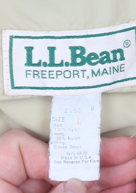 L.L. Bean Men’s Red Hooded Down Puffer Jacket Size L Winter Nylon Coat